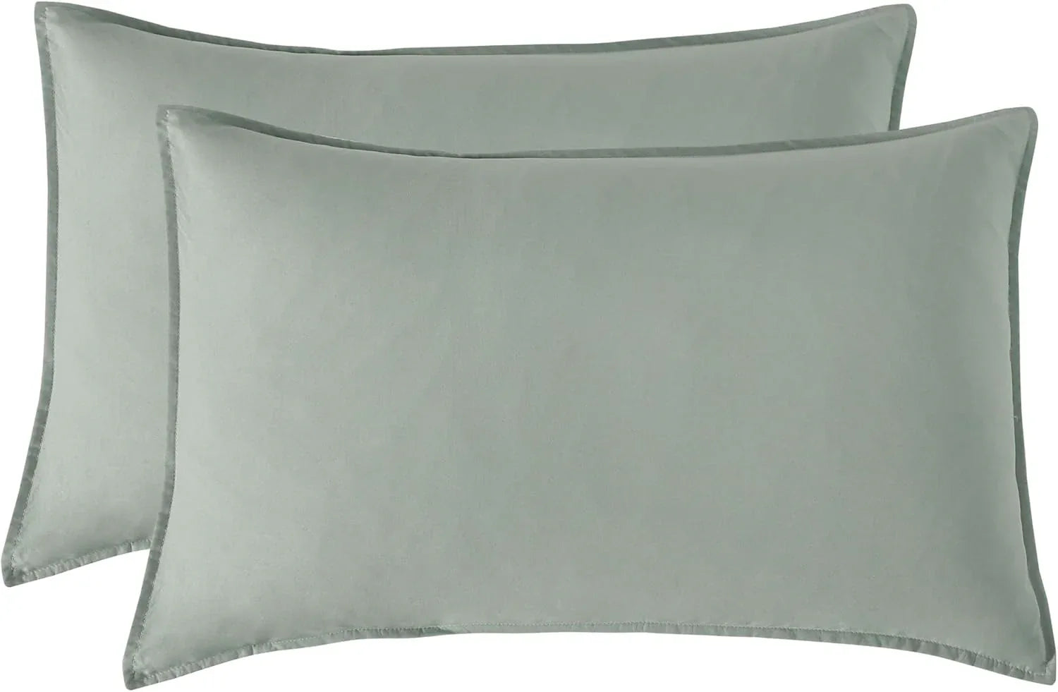 Twin Pack Vintage Washed Microfibre Standard Pillowcase (Sage, Standard) - Mekamart Australia