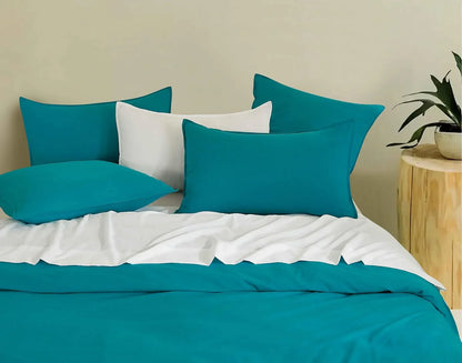 Twin Pack Vintage Washed Microfibre Standard Pillowcase (Teal, Standard) - Mekamart Australia