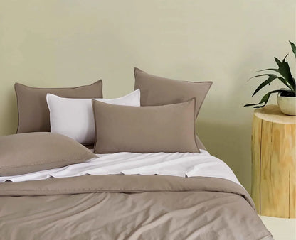 Twin Pack Vintage Washed Microfibre Standard Pillowcase (Truffle, Standard) - Mekamart Australia