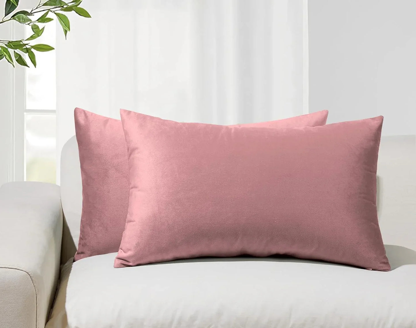 Twin-Pack Velvet Cushion Covers - Soft Microfibre Cushion Covers with Hidden Zipper (Blush, 30cm*50cm)