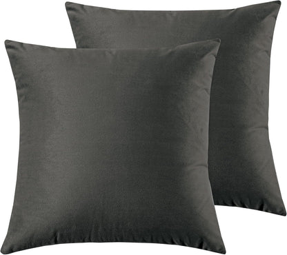 Twin-Pack Velvet Cushion Covers - Soft Microfibre Cushion Covers with Hidden Zipper (Dark Grey, 65cm*65cm)