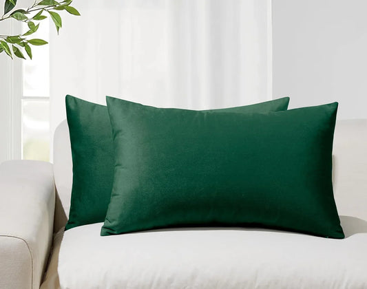 Twin-Pack Velvet Cushion Covers - Soft Microfibre Cushion Covers with Hidden Zipper (Emerald Green, 30cm*50cm)