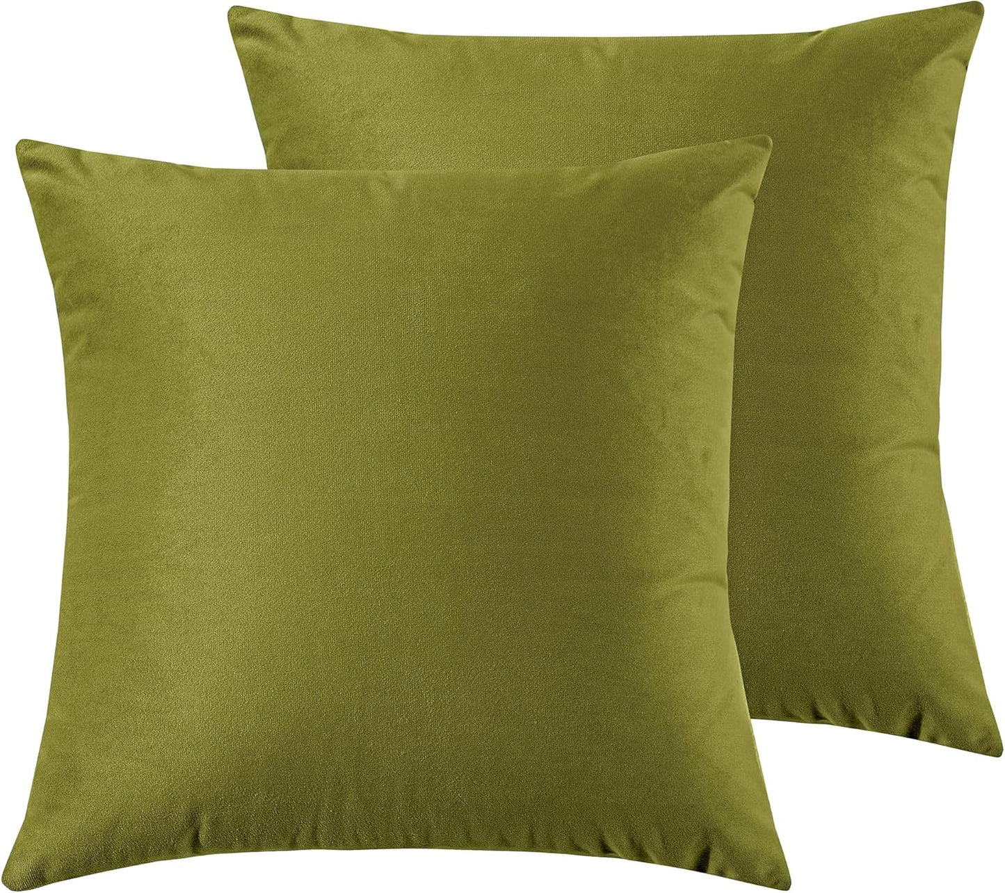 Twin-Pack Velvet Cushion Covers - Soft Microfibre Cushion Covers with Hidden Zipper (Green, 45cm*45cm)