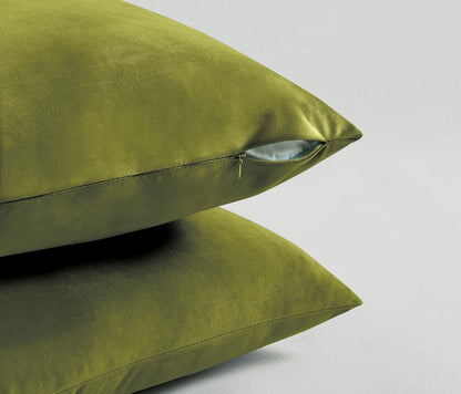 Twin-Pack Velvet Cushion Covers - Soft Microfibre Cushion Covers with Hidden Zipper (Green, 45cm*45cm)