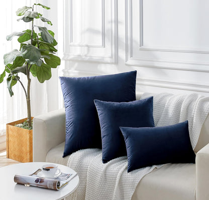 Twin-Pack Velvet Cushion Covers - Soft Microfibre Cushion Covers with Hidden Zipper (Navy Blue, 45cm*45cm)