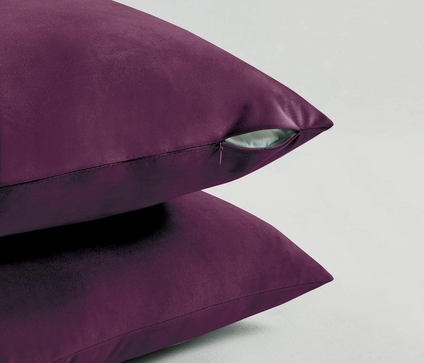 Twin-Pack Velvet Cushion Covers - Soft Microfibre Cushion Covers with Hidden Zipper (Plum, 65cm*65cm)