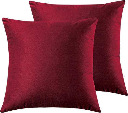 Twin-Pack Velvet Cushion Covers - Soft Microfibre Cushion Covers with Hidden Zipper (Red, 45cm*45cm) - Mekamart Australia
