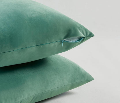 Twin-Pack Velvet Cushion Covers - Soft Microfibre Cushion Covers with Hidden Zipper (Sage, 65cm*65cm)