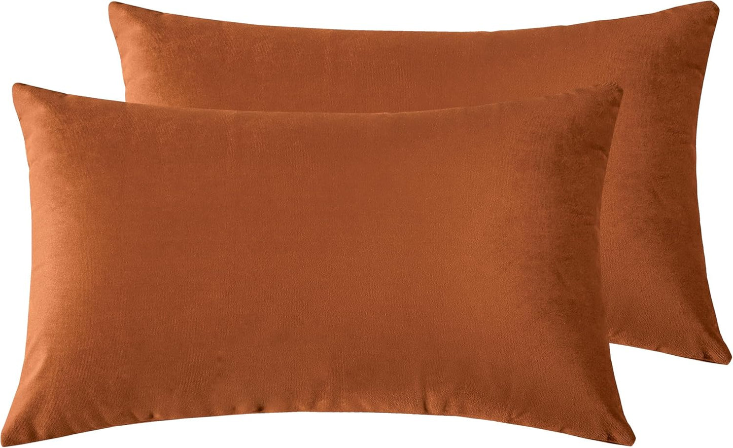 Twin-Pack Velvet Cushion Covers - Soft Microfibre Cushion Covers with Hidden Zipper (Terracotta, 30cm*50cm)