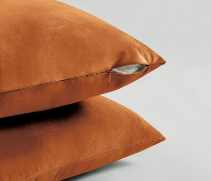 Twin-Pack Velvet Cushion Covers - Soft Microfibre Cushion Covers with Hidden Zipper (Terracotta, 30cm*50cm)