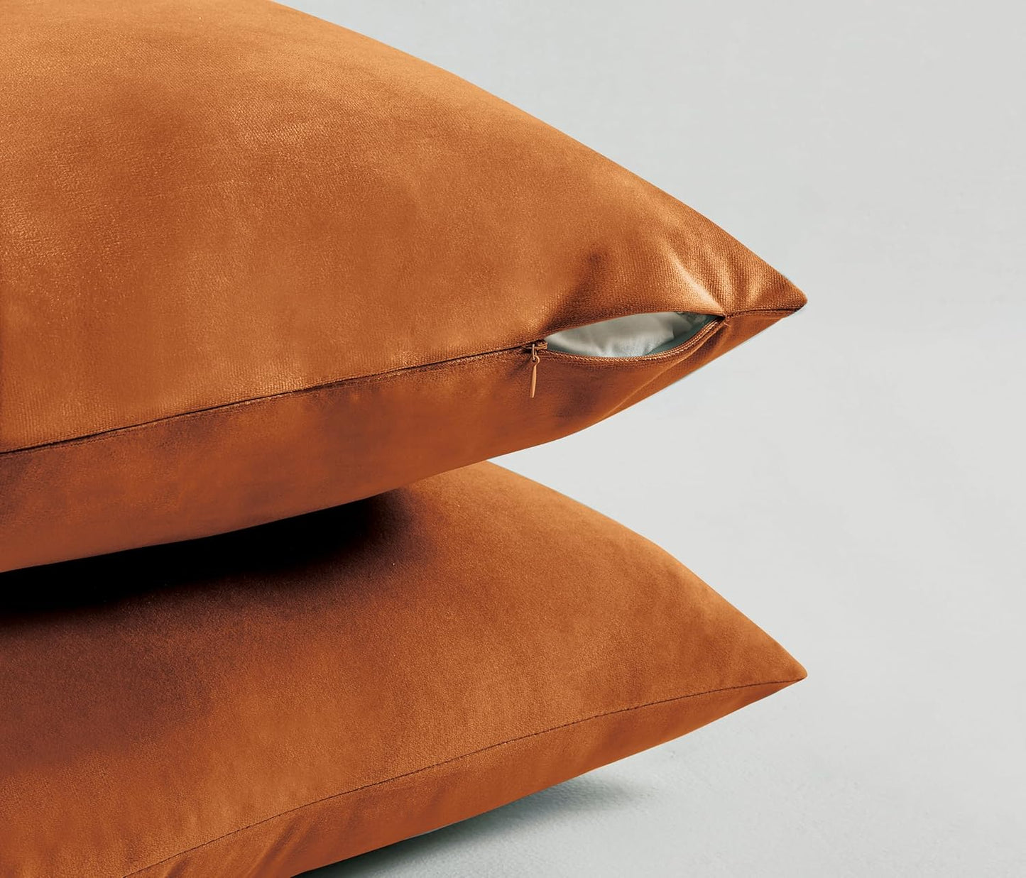 Twin-Pack Velvet Cushion Covers - Soft Microfibre Cushion Covers with Hidden Zipper (Terracotta, 45cm*45cm)