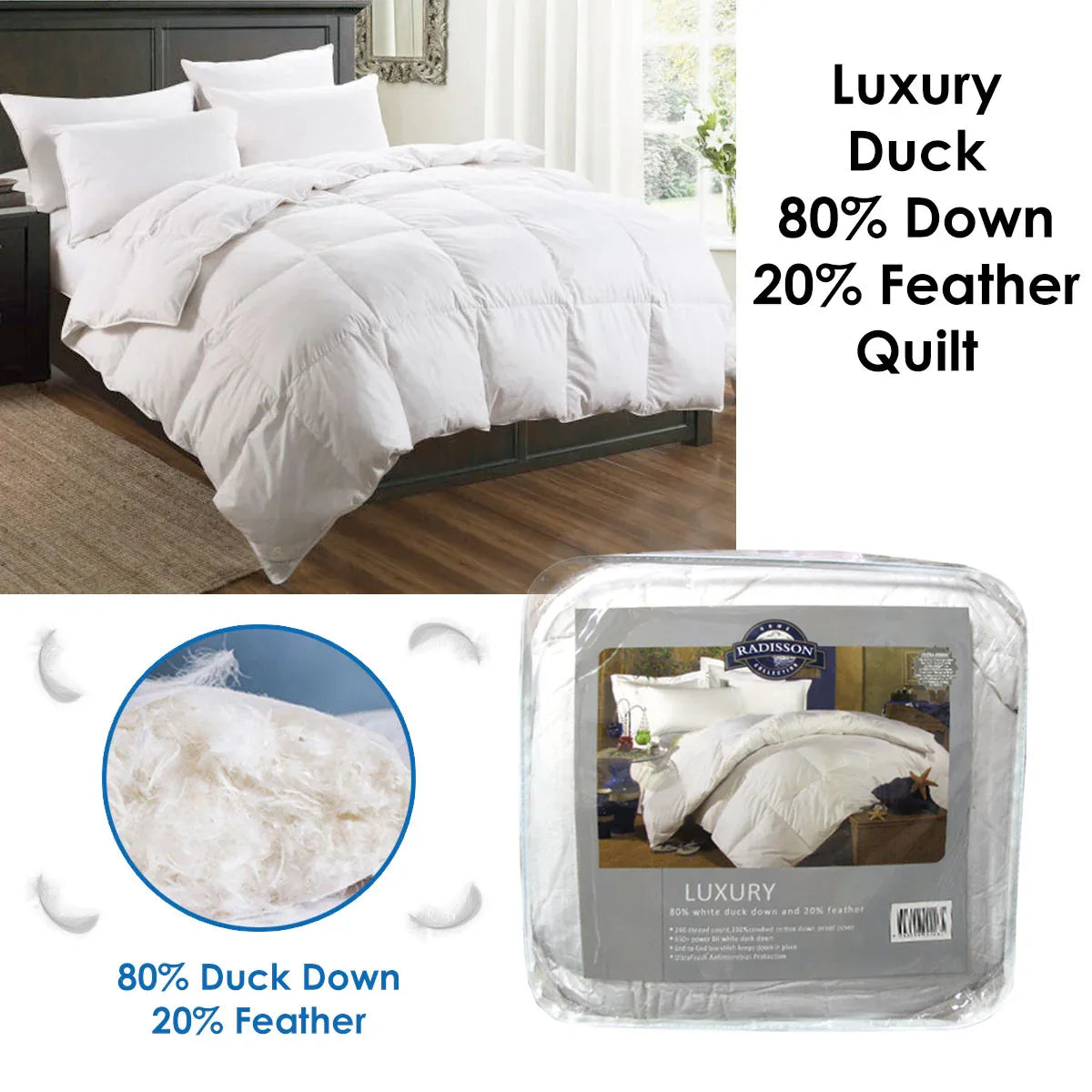 Luxury Duck 80% Down 20% Feather Quilt King - Mekamart Australia