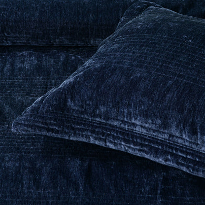 Bianca Cyrano Indigo Soft Velvet Polyester Quilted Coverlet Set Super King