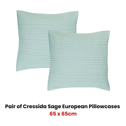 Bianca Pair of Cressida Sage European Pillowcases 65 x 65cm - Mekamart Australia