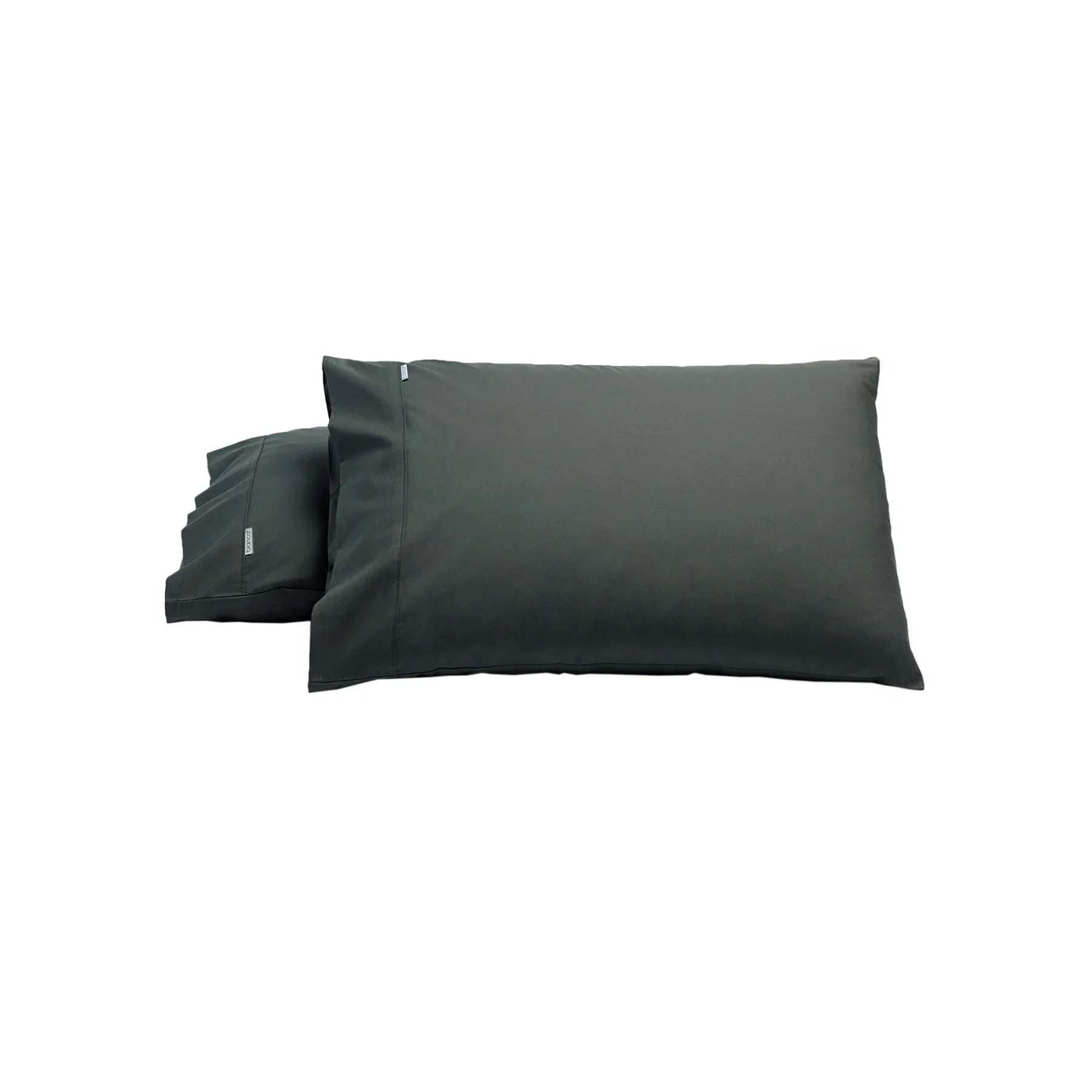 Bianca Pair of Heston Cotton Percale Standard Pillowcases Charcoal - Mekamart Australia