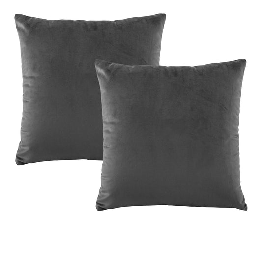 Bianca Pair of Vivid Coordinate Velvet Coal European Pillowcases 65 x 65 cm - Mekamart Australia