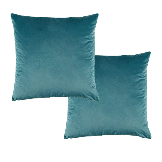 Bianca Pair of Vivid Coordinate Velvet Teal European Pillowcases 65 x 65 cm - Mekamart Australia
