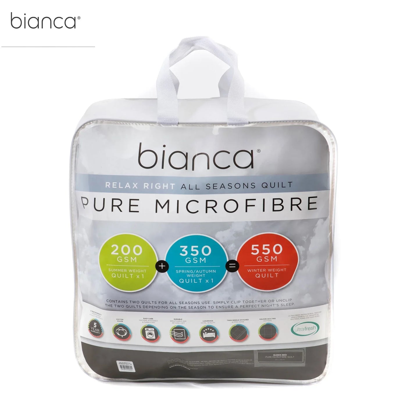 Bianca Pure Microfibre All Seasons Quilt Double - Mekamart Australia