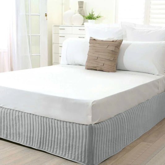 Ardor Quilted Valance Silver KING SINGLE - Mekamart Australia