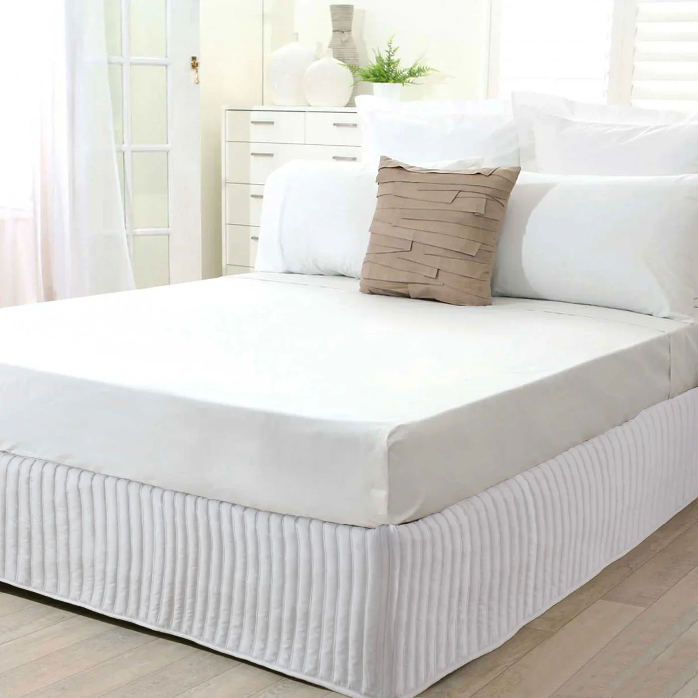 Ardor Quilted Valance White KING SINGLE - Mekamart Australia