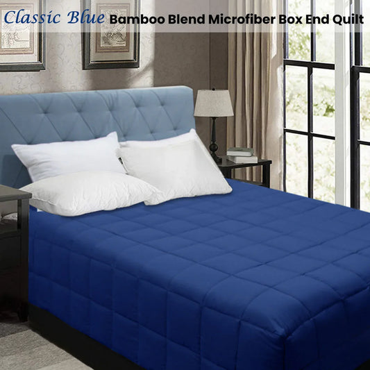 Shangri La Bamboo Blend Microfiber Box End Quilt Classic Blue Queen - Mekamart Australia