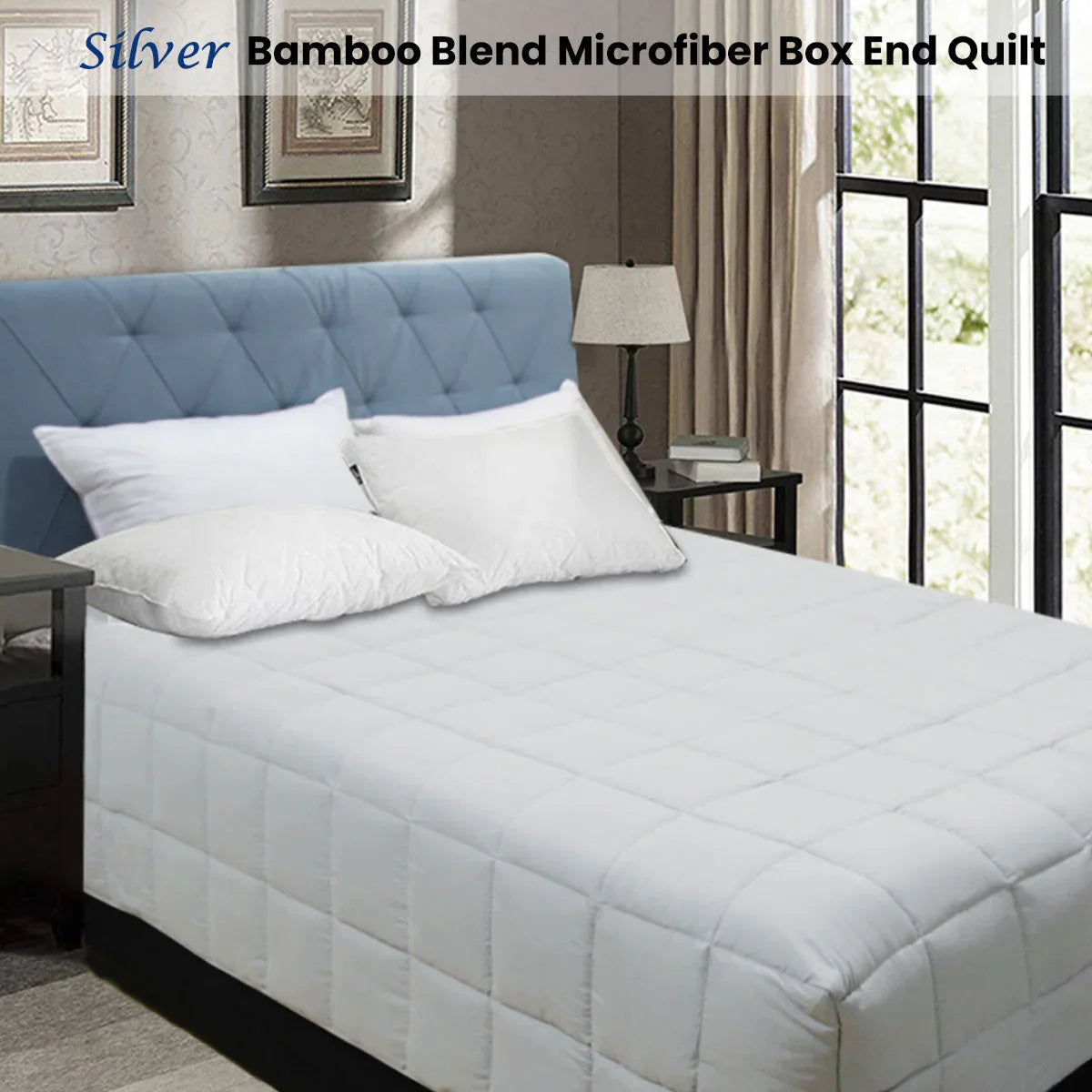 Shangri La Bamboo Blend Microfiber Box End Quilt Silver Queen - Mekamart Australia