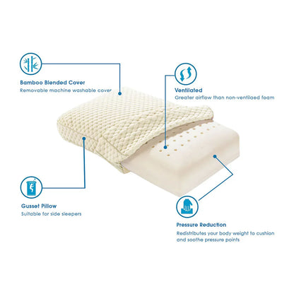 Alastairs Nature Basics Sleep System Memory Foam Gusset Pillow 65 x 40 x 13cm - Mekamart Australia
