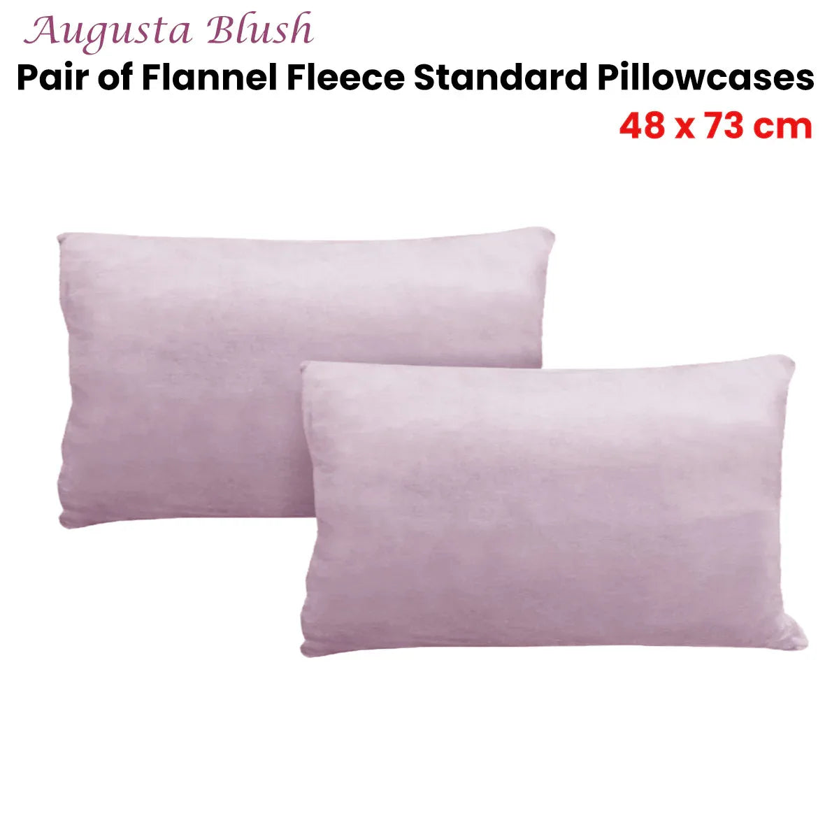 Alastairs Augusta Blush Pair of Flannel Fleece Standard Pillowcases - Mekamart Australia