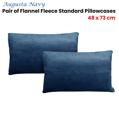 Alastairs Augusta Navy Pair of Flannel Fleece Standard Pillowcases - Mekamart Australia