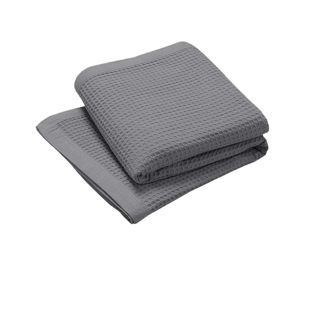 Living @ Home 350gsm 100% Cotton Breathable Waffle Blanket Single 180 x 230 cm Charcoal