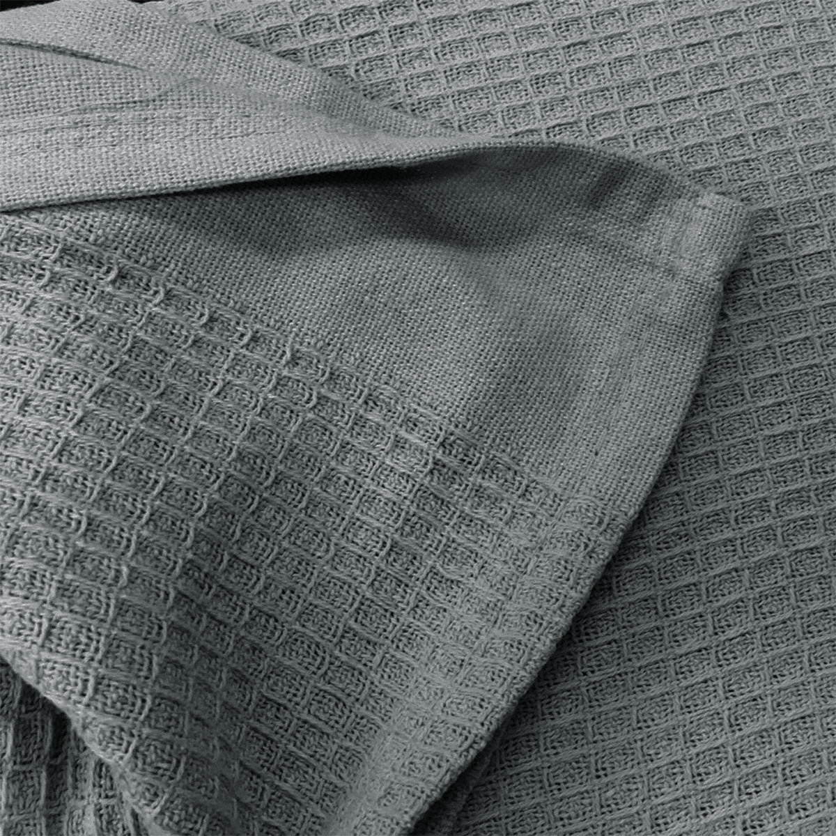 Living @ Home 350gsm 100% Cotton Breathable Waffle Blanket Single 180 x 230 cm Cream