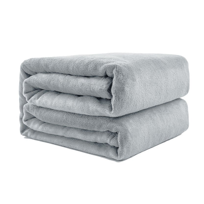Super Soft Micro Flannel Plush Blanket Queen 220 x 240cm Grey