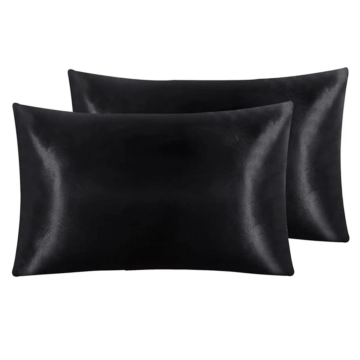 Pair of Standard Satin Silk Pillowcases with Envelope Closure 51 x 76 cm Grey - Mekamart Australia