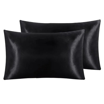 Pair of Standard Satin Silk Pillowcases with Envelope Closure 51 x 76 cm White - Mekamart Australia