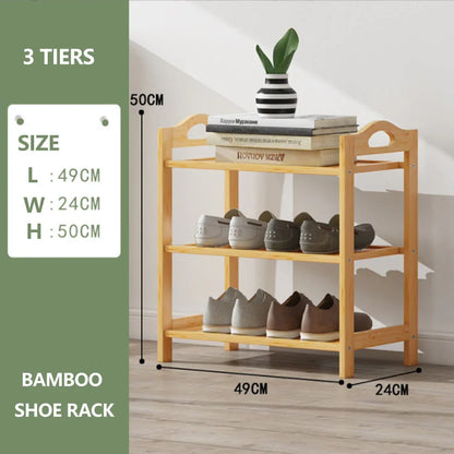 Multi-layers Bamboo Shoe Rack Storage Organizer Wooden Flower Stand Shelf(3 Layers) - Mekamart Australia