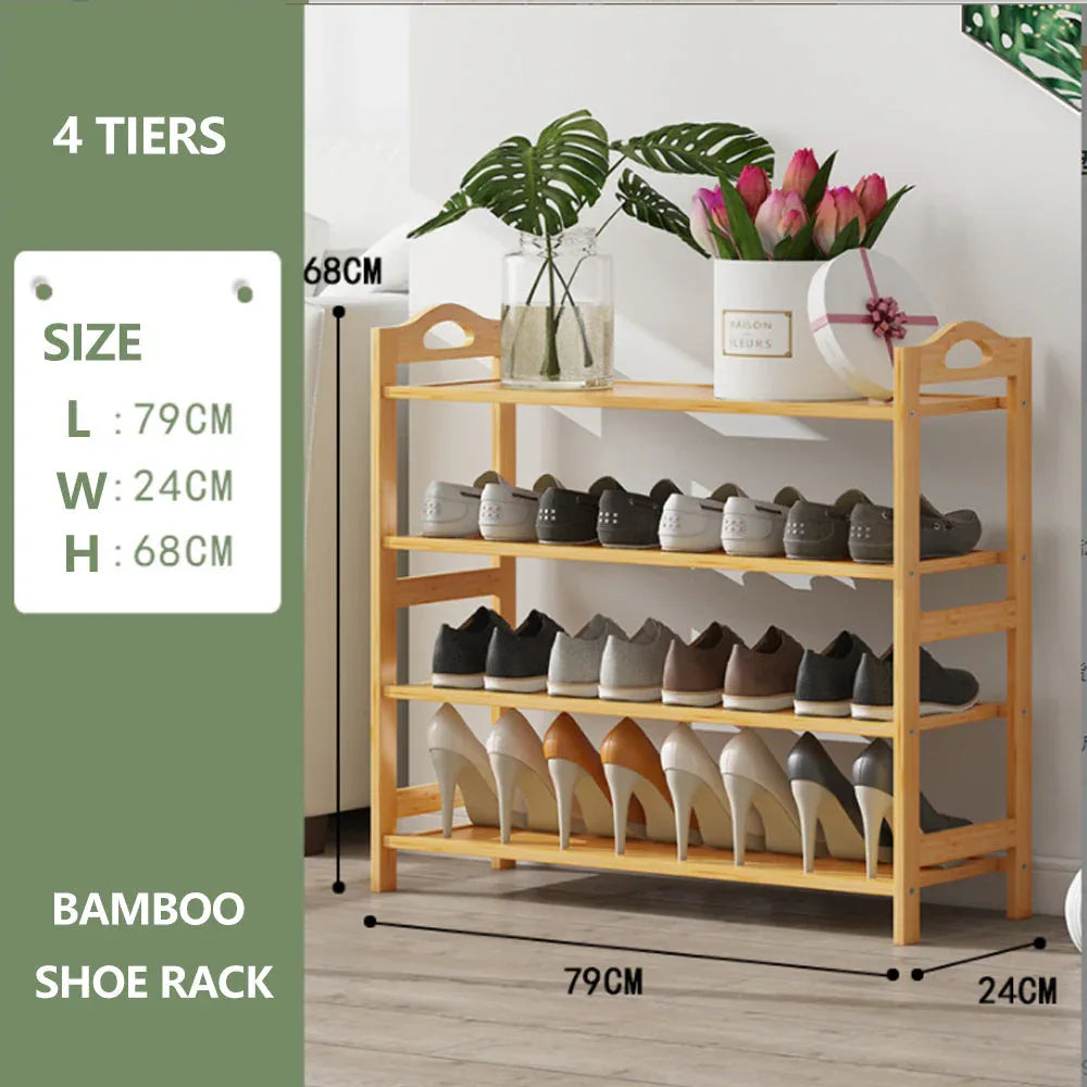 Multi-layers Bamboo Shoe Rack Storage Organizer Wooden Flower Stand Shelf(3 Layers) - Mekamart Australia
