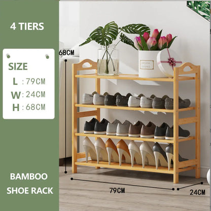 Multi-layers Bamboo Shoe Rack Storage Organizer Wooden Flower Stand Shelf(3 Layers) - Mekamart Australia