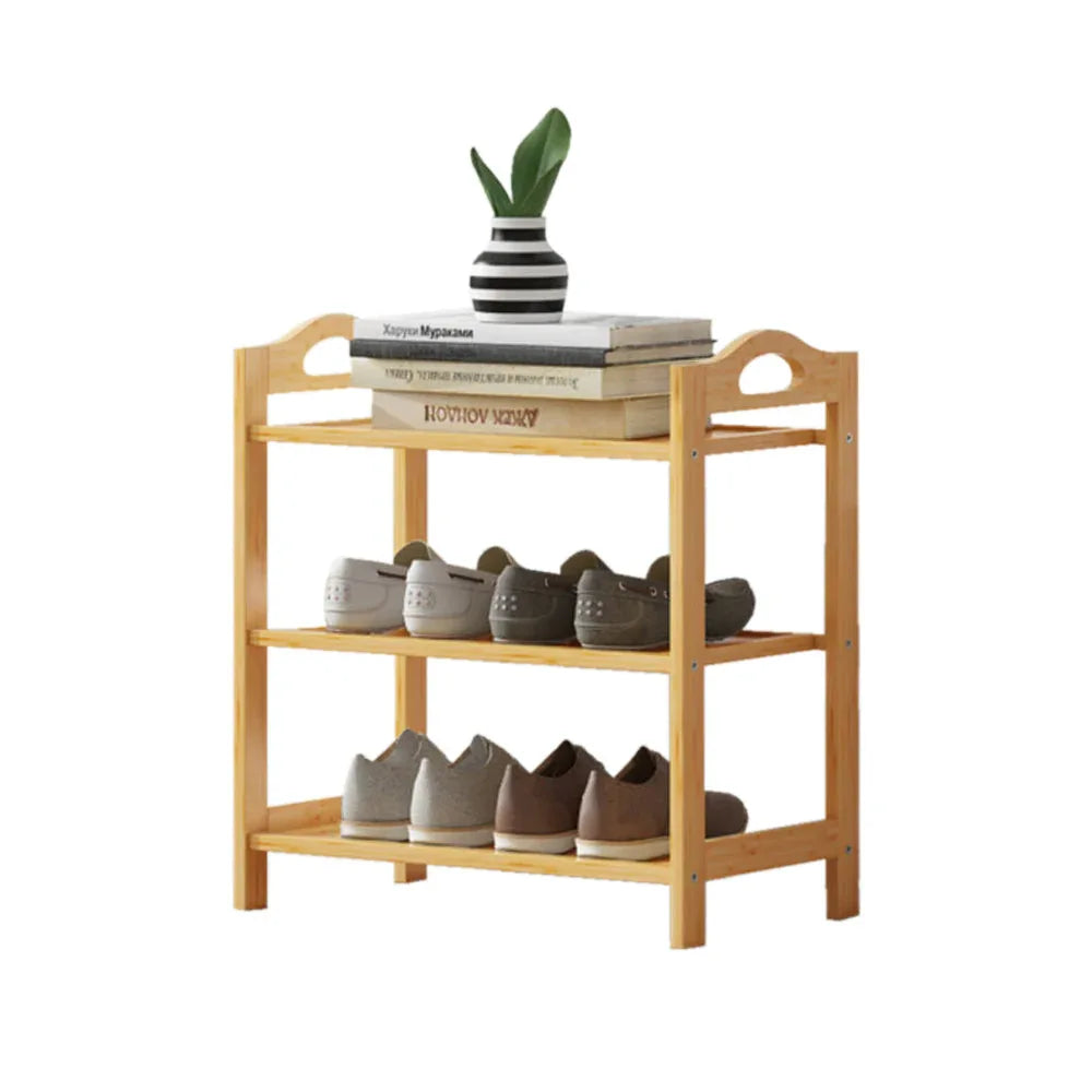 Multi-layers Bamboo Shoe Rack Storage Organizer Wooden Flower Stand Shelf(3 Layers) - Mekamart Australia