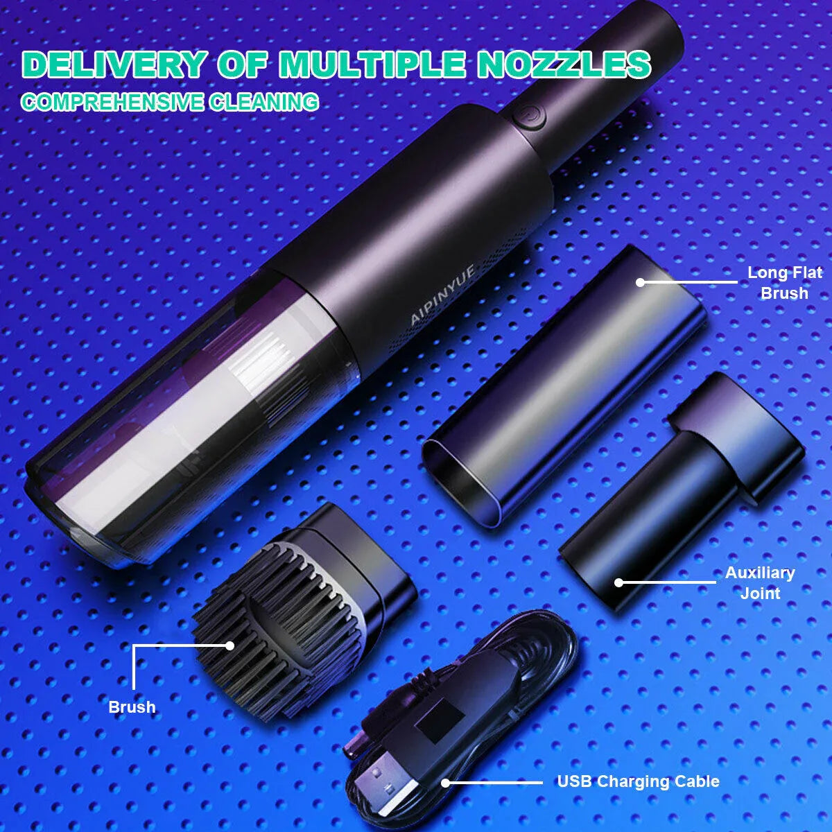 Wireless Charge 6000Pa Suction Powerful Portable Car Vacuum Cleaner Home Duster(White) - Mekamart Australia