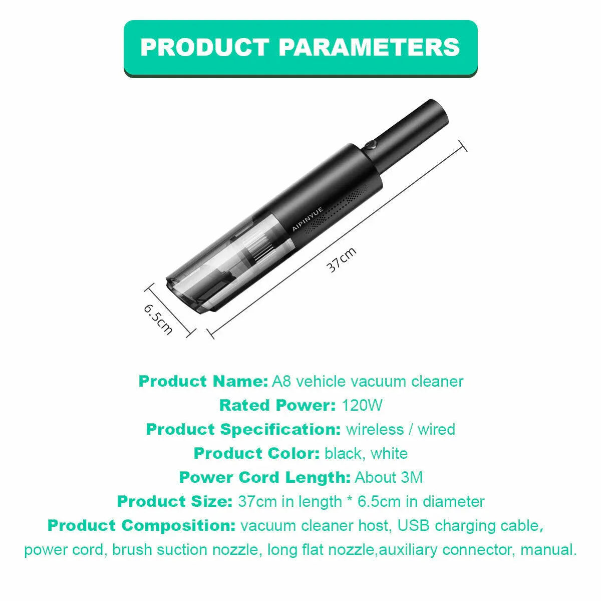 Wireless Charge 6000Pa Suction Powerful Portable Car Vacuum Cleaner Home Duster(White) - Mekamart Australia