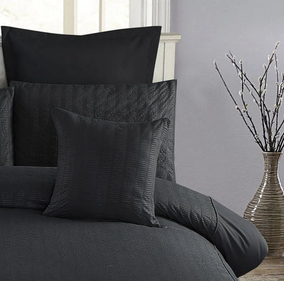 1000TC Premium Ultra Soft Seersucker Cushion Covers - 2 Pack - Black - Mekamart Australia