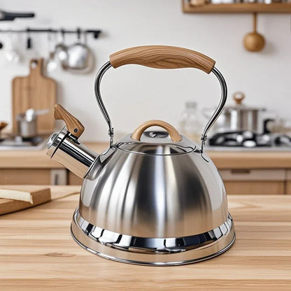 2.8L Whistling Kettle Stainless Steel Foldable Handle Camping Home Office Silver