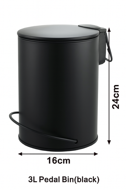 3L Soft Close Pedal Bin Black