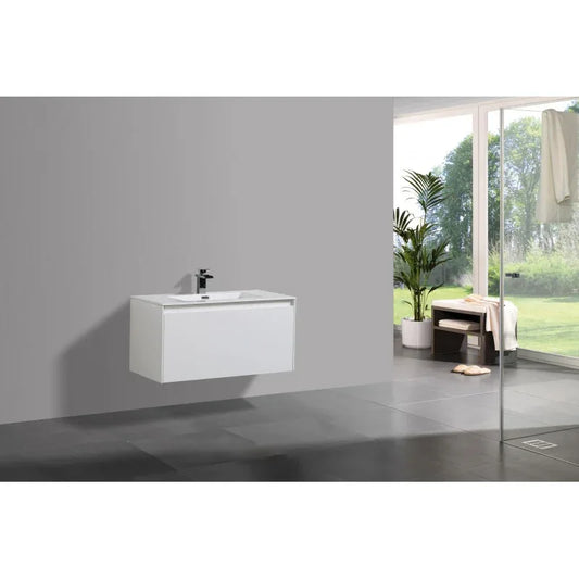 Prado wall hung bathroom vanity 1200mm Gloss White - Mekamart Australia