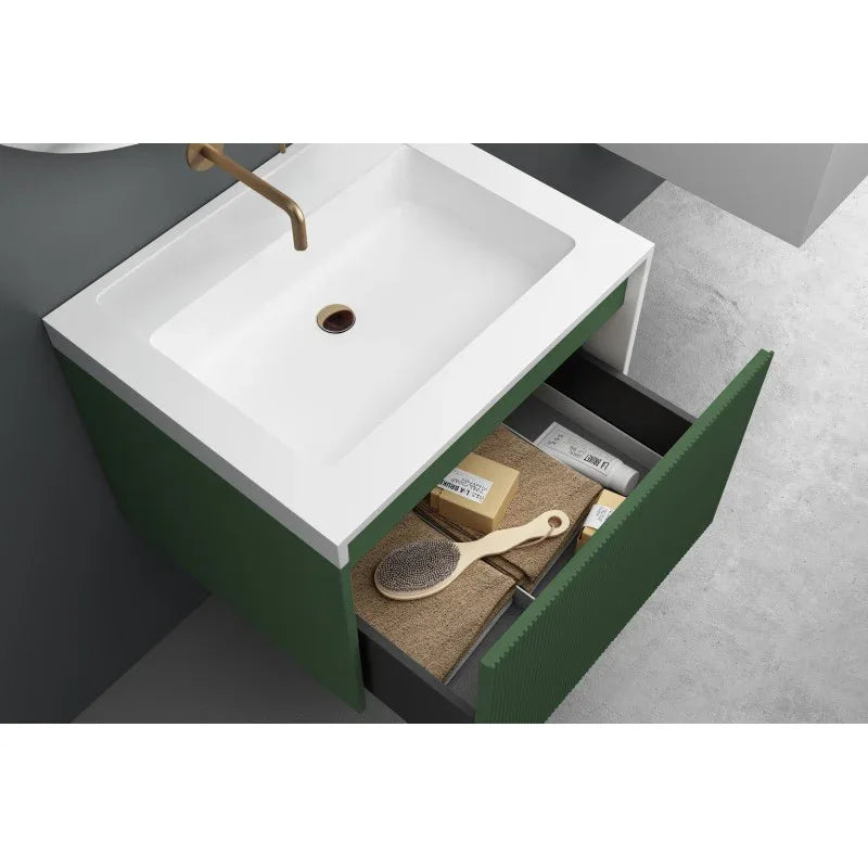 Rimini wall hung bathroom vanity 600mm Rain Forest - Mekamart Australia