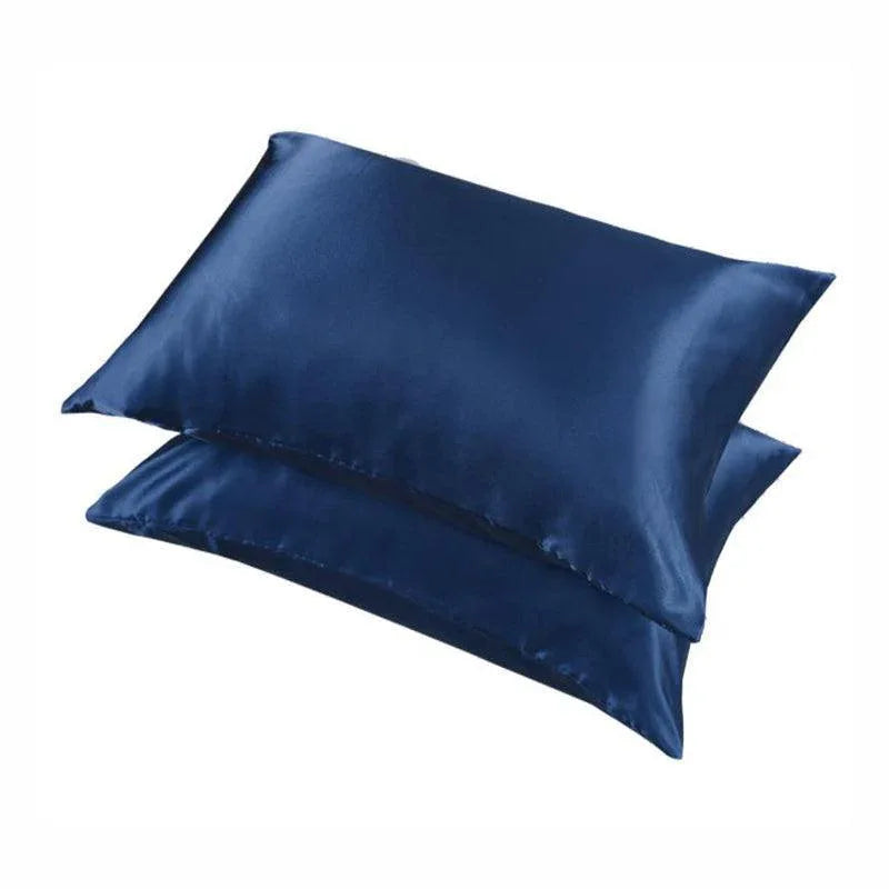 2 Pack Satin Pillowcases Luxury Soft Cushion Covers Bedroom Home Decor - Lake Blue - Mekamart Australia