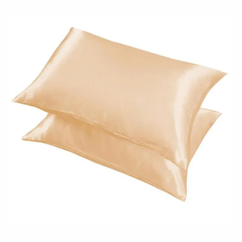 2 Pack Satin Pillowcases Luxury Soft Cushion Covers Bedroom Home Decor - Light Yellow - Mekamart Australia