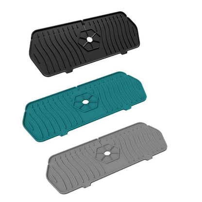 L Size Silicone Faucet Mat Kitchen Protector Faucet Absorbent Mat Sink Splash Guard - Green