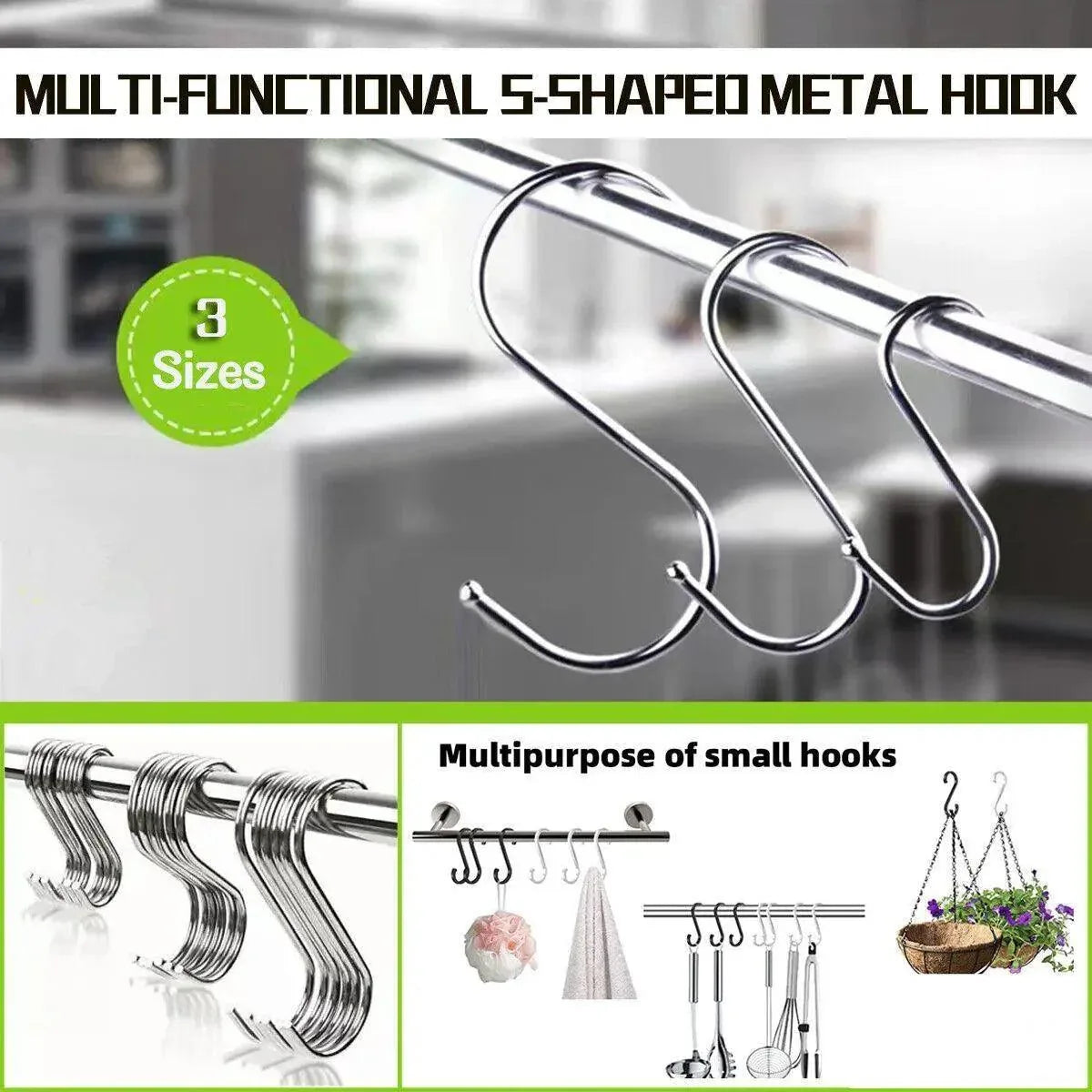 12cm Stainless Steel S Shape Hooks Kitchen Hanger Rack Clothes Hanging Plant Holders - 10PCS - Mekamart Australia