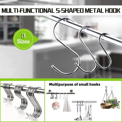 12cm Stainless Steel S Shape Hooks Kitchen Hanger Rack Clothes Hanging Plant Holders - 10PCS - Mekamart Australia